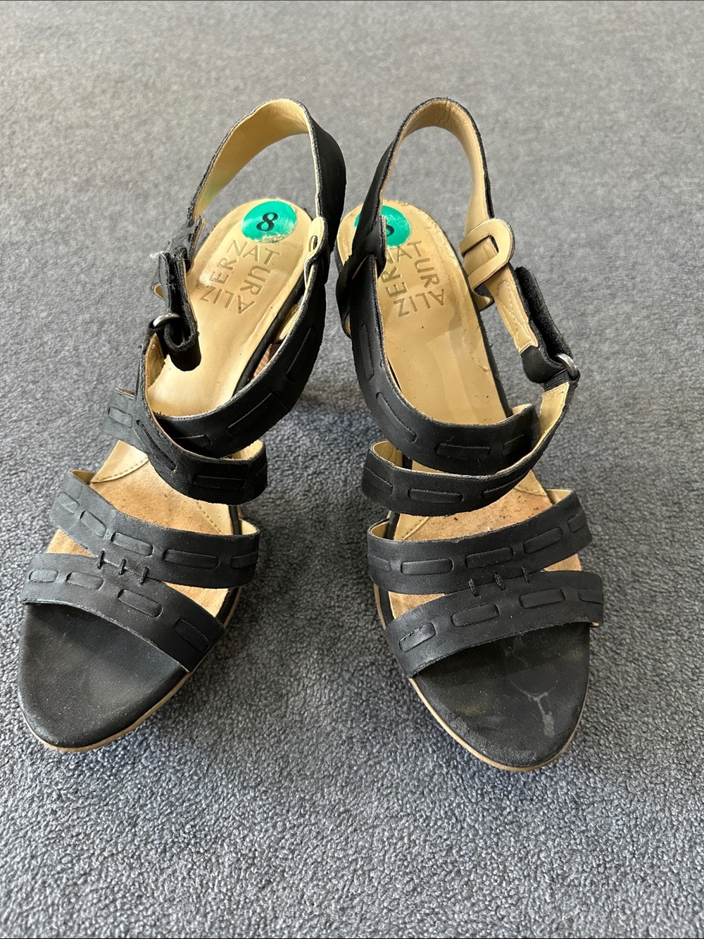 Naturalizer Black Strappy Slingback Heels (8)